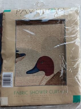 New! Y2K Blue Plaid Duck Fabric Shower Curtain.
